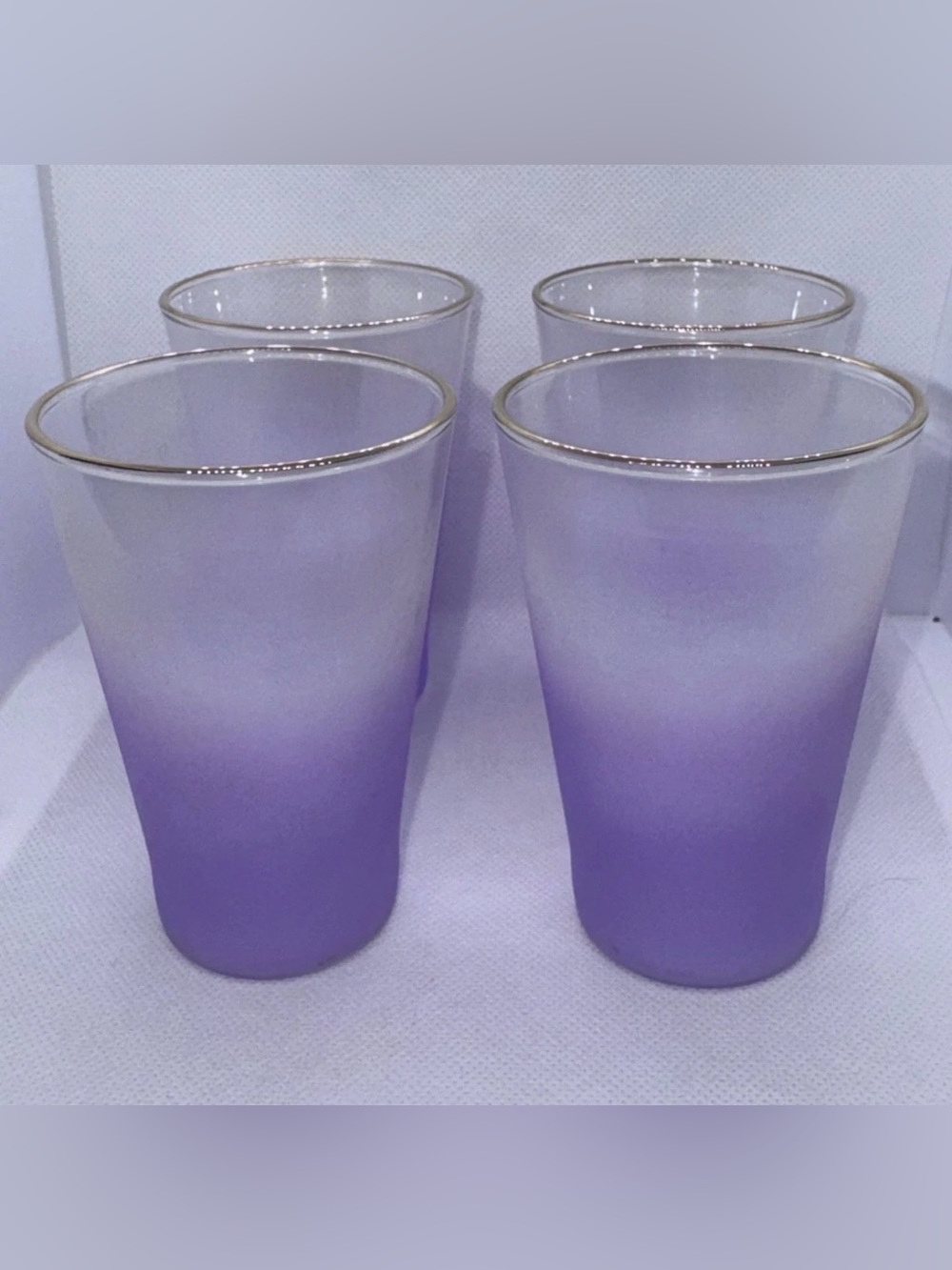 West Virginia Glass Mid Century Blendo Orchid Glasses Set of 4 Very Good Cond